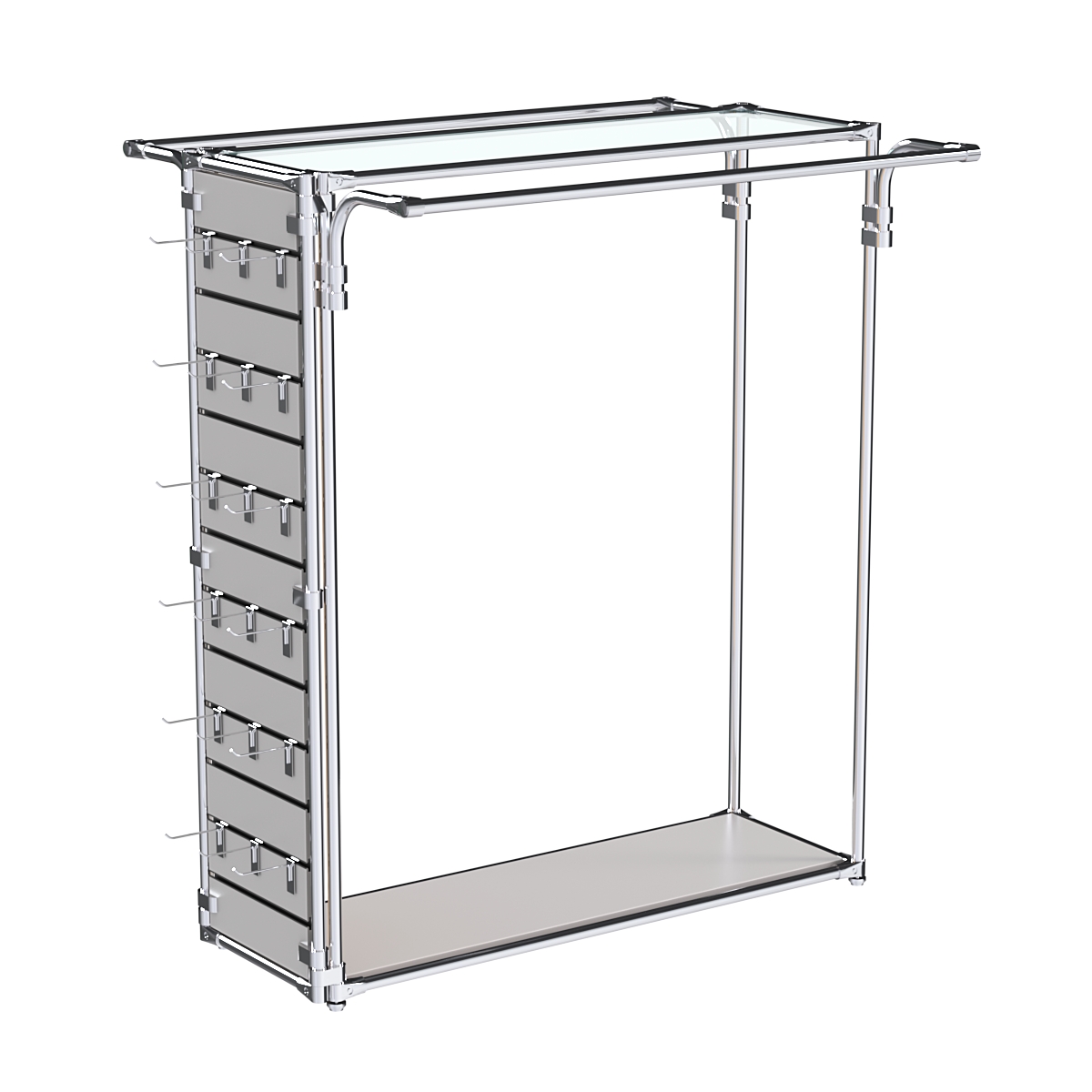 Хромированный стенд-вешало ETD-11 №1-1 (торец-ЭП) с полкой стекло 6мм Серый
