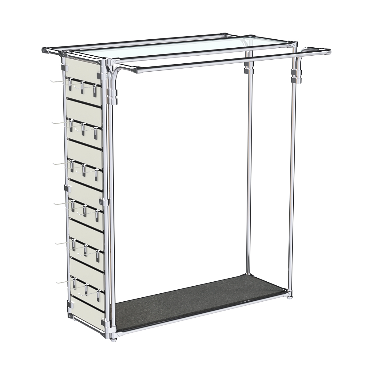 Хромированный стенд-вешало ETD-11 №1-1 (торец-ЭП) с полкой стекло 6мм Антрацит