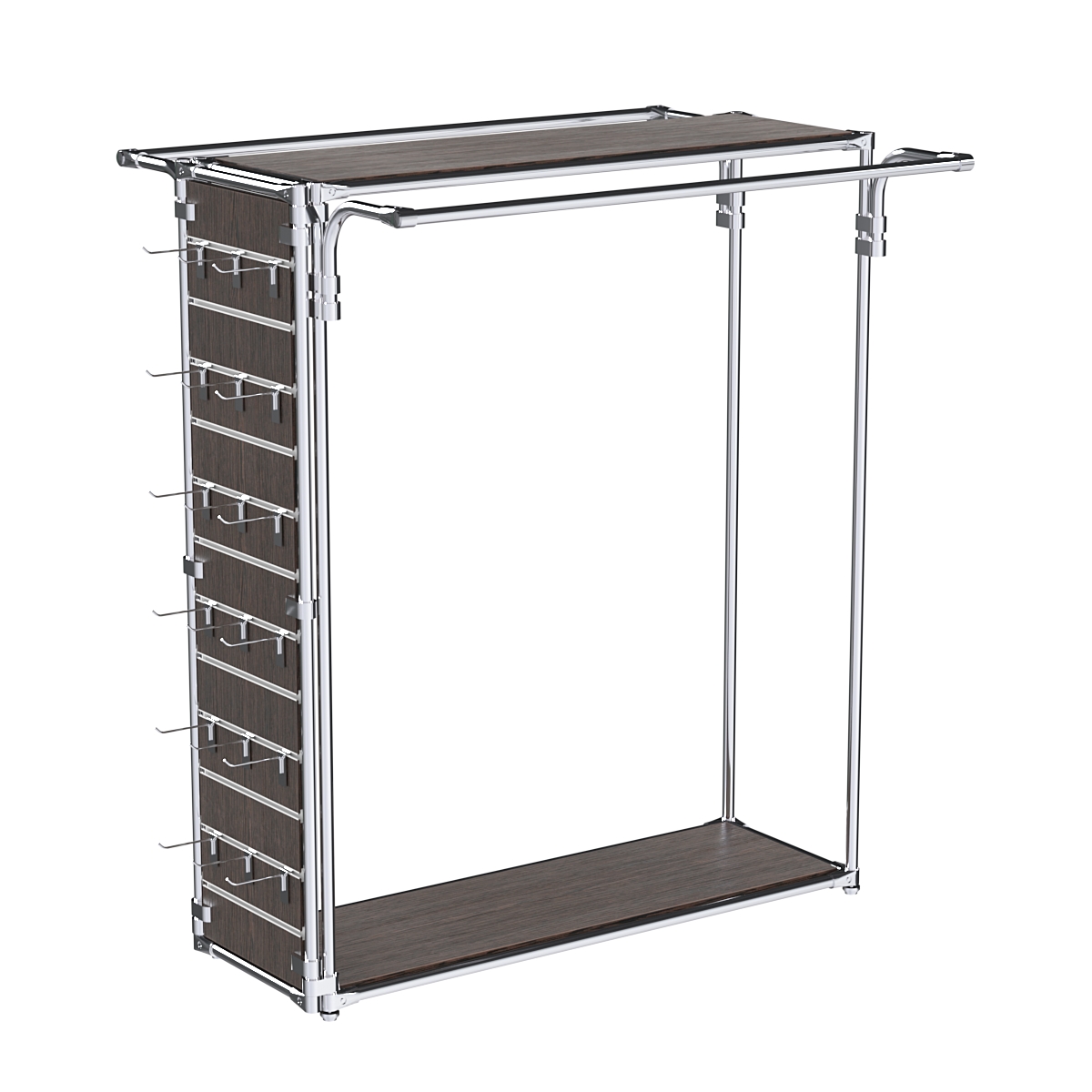 Хромированный стенд-вешало ETD-11 №1-3 (торец-ЭП) с полками ДСП 16мм Дуб Венге