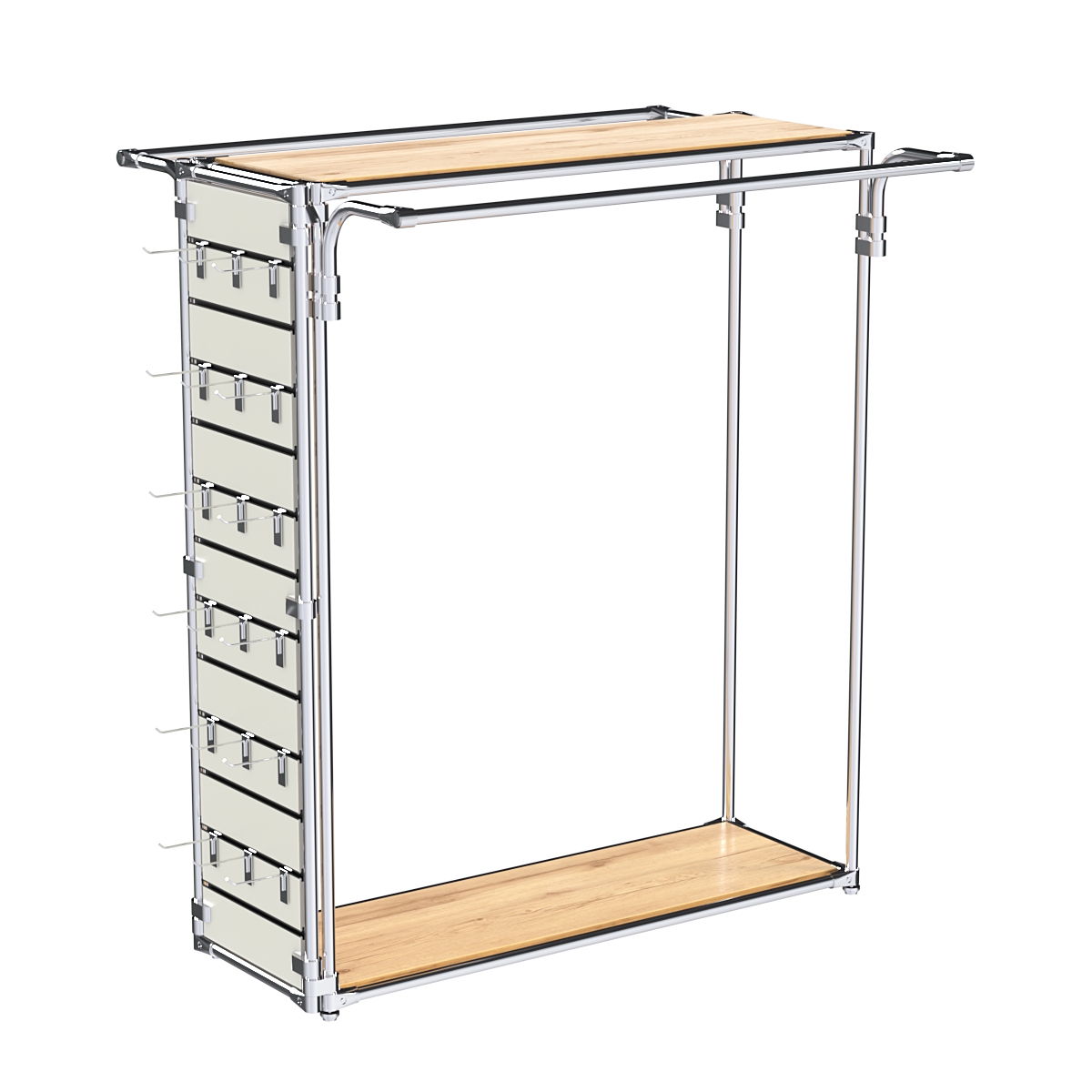 Хромированный стенд-вешало ETD-11 №1-3 (торец-ЭП) с полками ДСП 16мм Дуб Золотистый