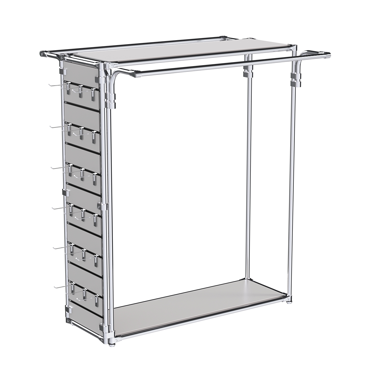 Хромированный стенд-вешало ETD-11 №1-3 (торец-ЭП) с полками ДСП 16мм Серый