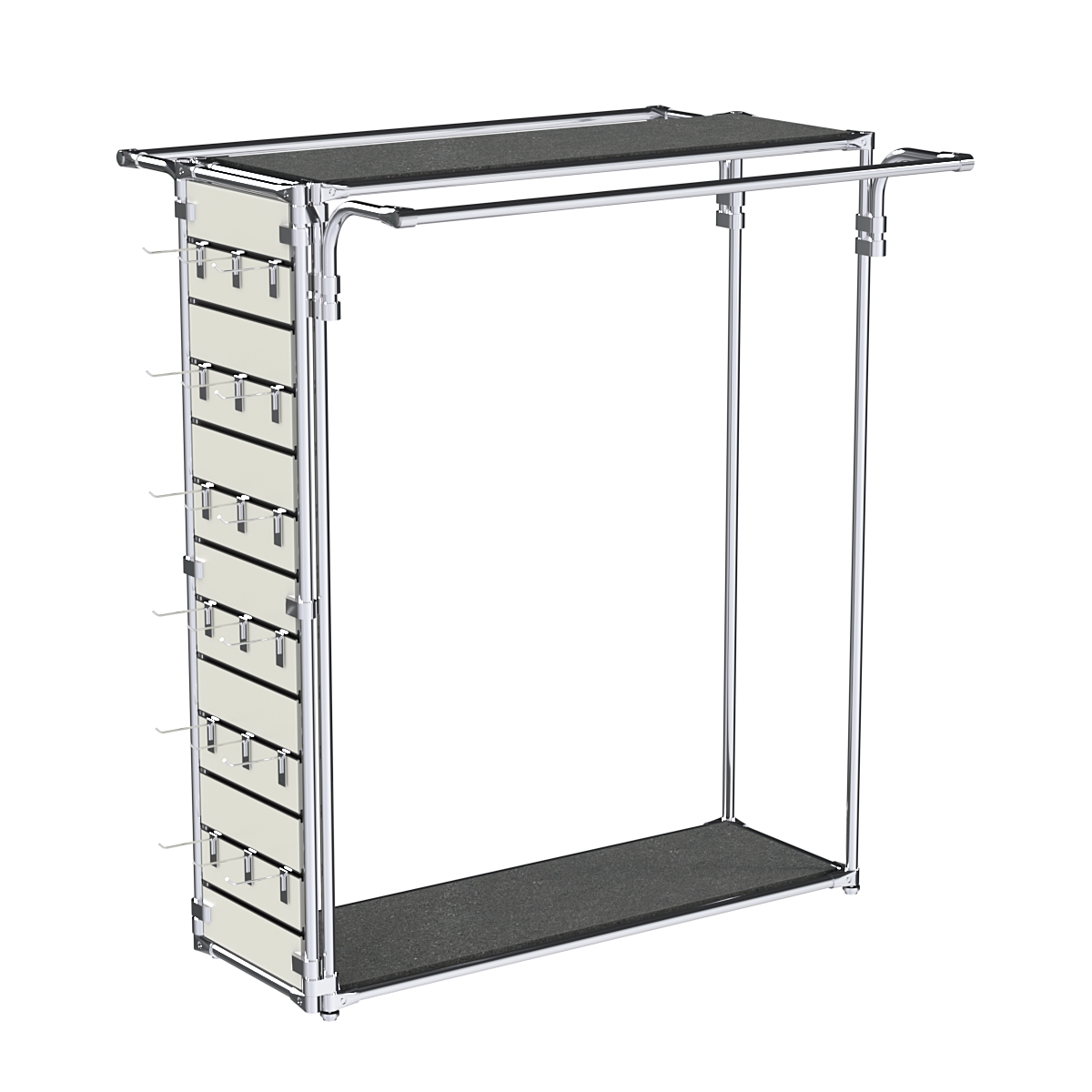 Хромированный стенд-вешало ETD-11 №1-3 (торец-ЭП) с полками ДСП 16мм Антрацит