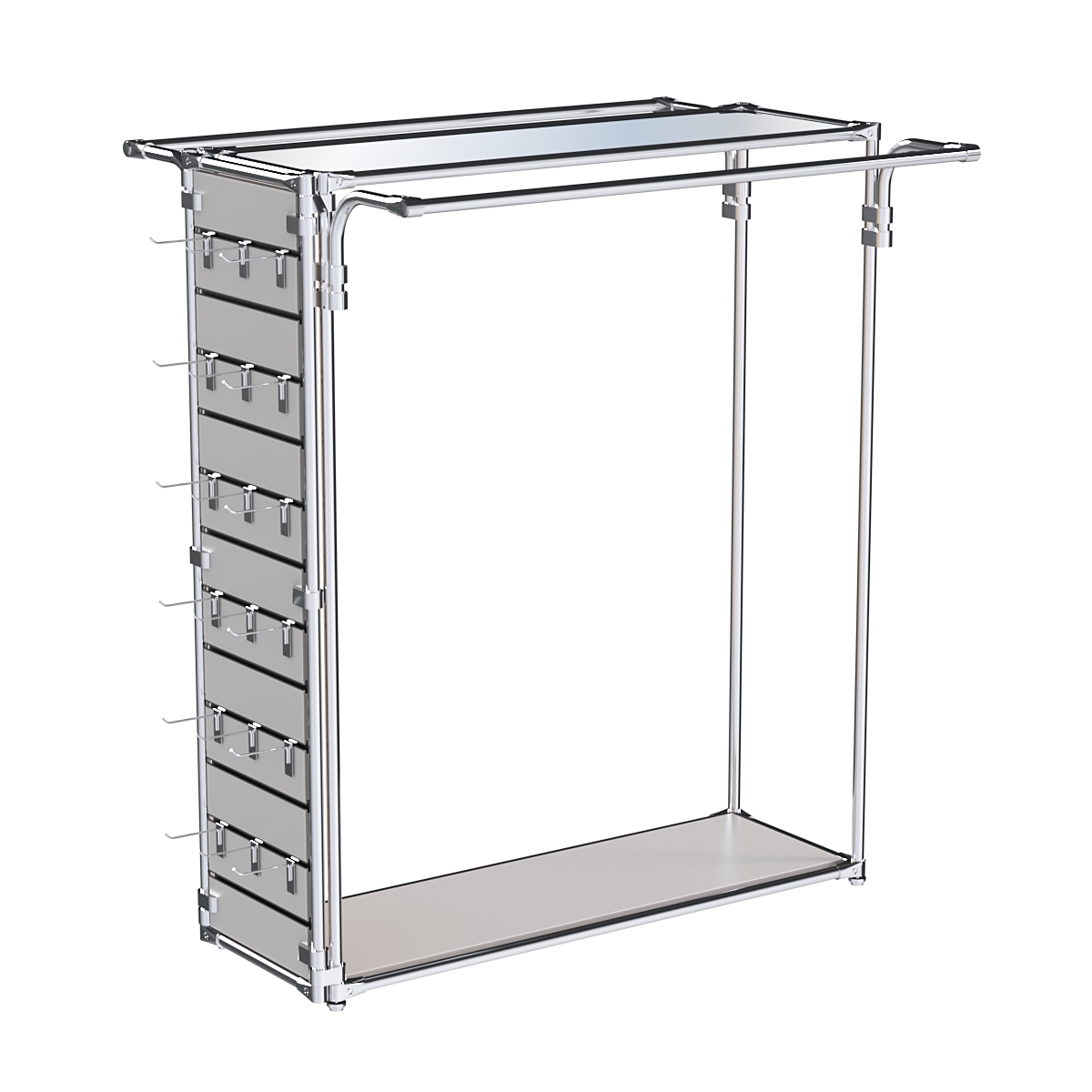Хромированный стенд-вешало ETD-11 №1-4 (торец-ЭП) с полкой Зеркало 4мм Серый