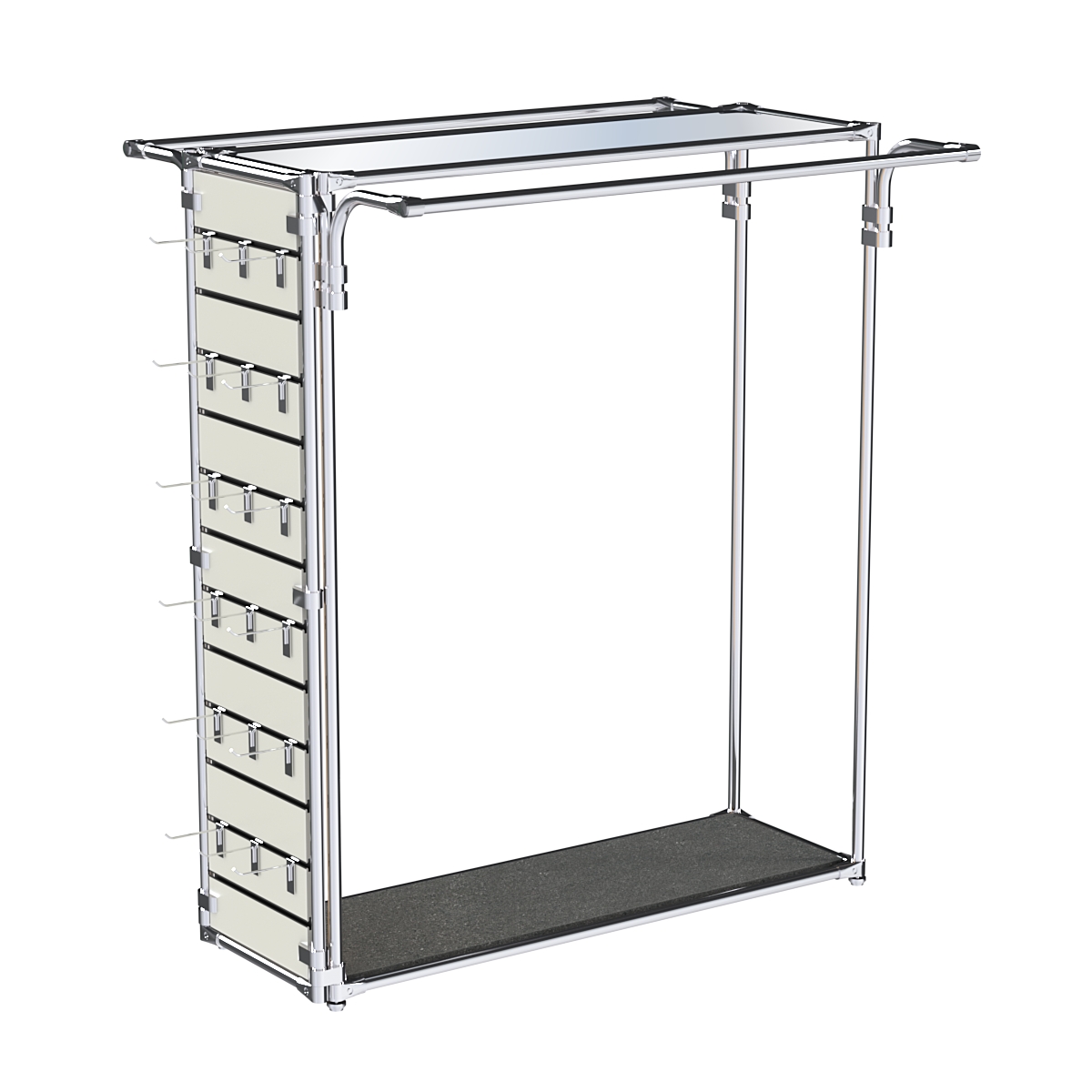 Хромированный стенд-вешало ETD-11 №1-4 (торец-ЭП) с полкой Зеркало 4мм Антрацит