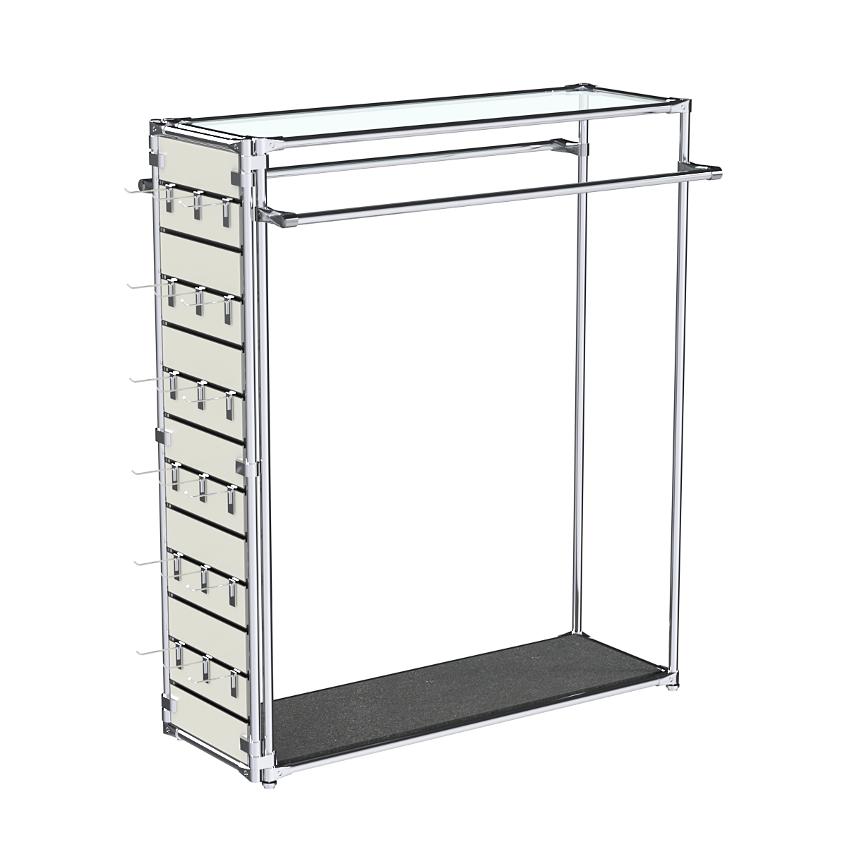 Хромированный стенд-вешало ETD-38 №1-1 (торец-ЭП) с полкой стекло 6мм (прозрачное) Антрацит