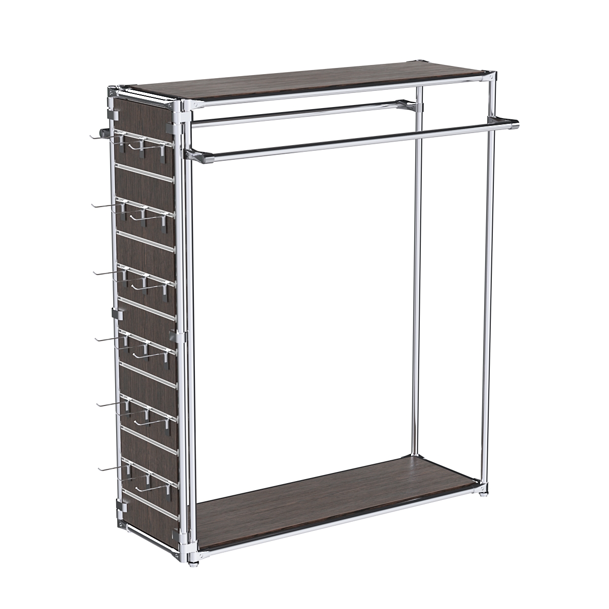 Хромированный стенд-вешало ETD-38 №1-3 (торец-ЭП) с полками ДСП 16мм Дуб Венге