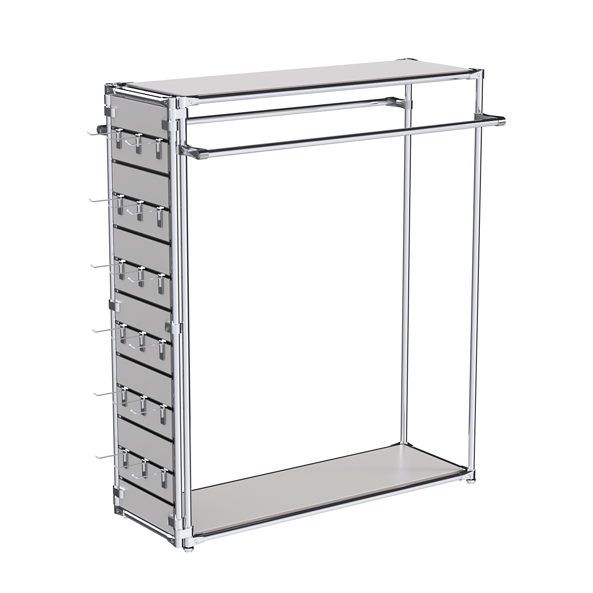 Хромированный стенд-вешало ETD-38 №1-3 (торец-ЭП) с полками ДСП 16мм Серый