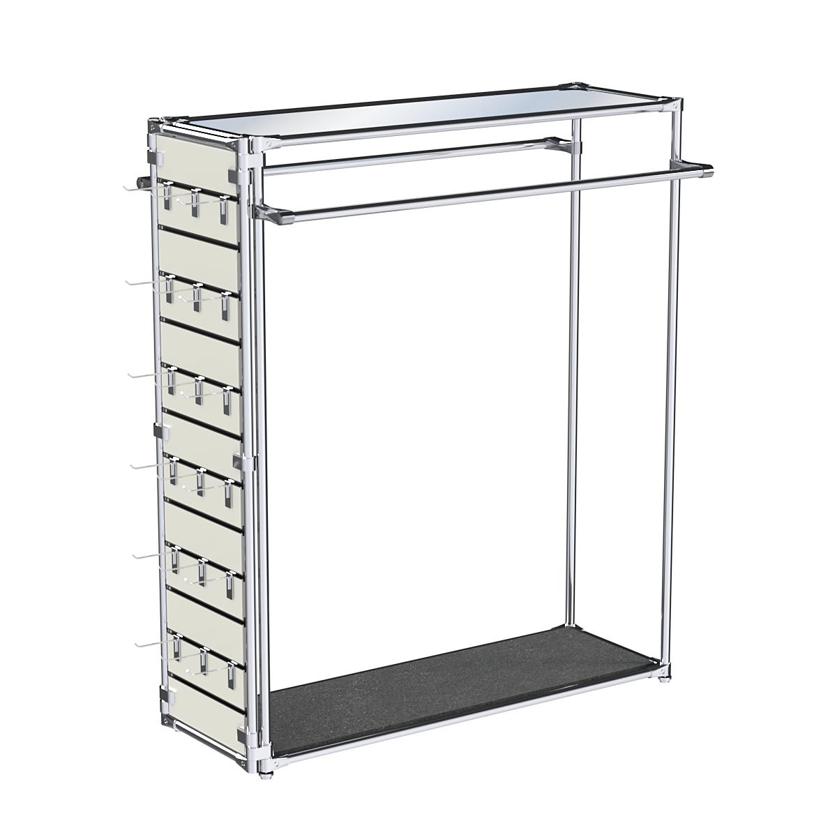 Хромированный стенд-вешало ETD-38 №1-4 (торец-ЭП) с полкой Зеркало 4мм Антрацит