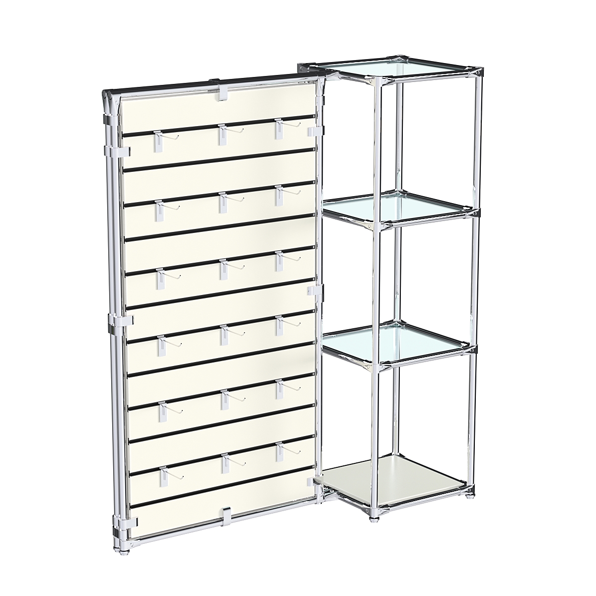 Хромированное вешало ЩИТ №1-1 с полками стекло 6мм Белый