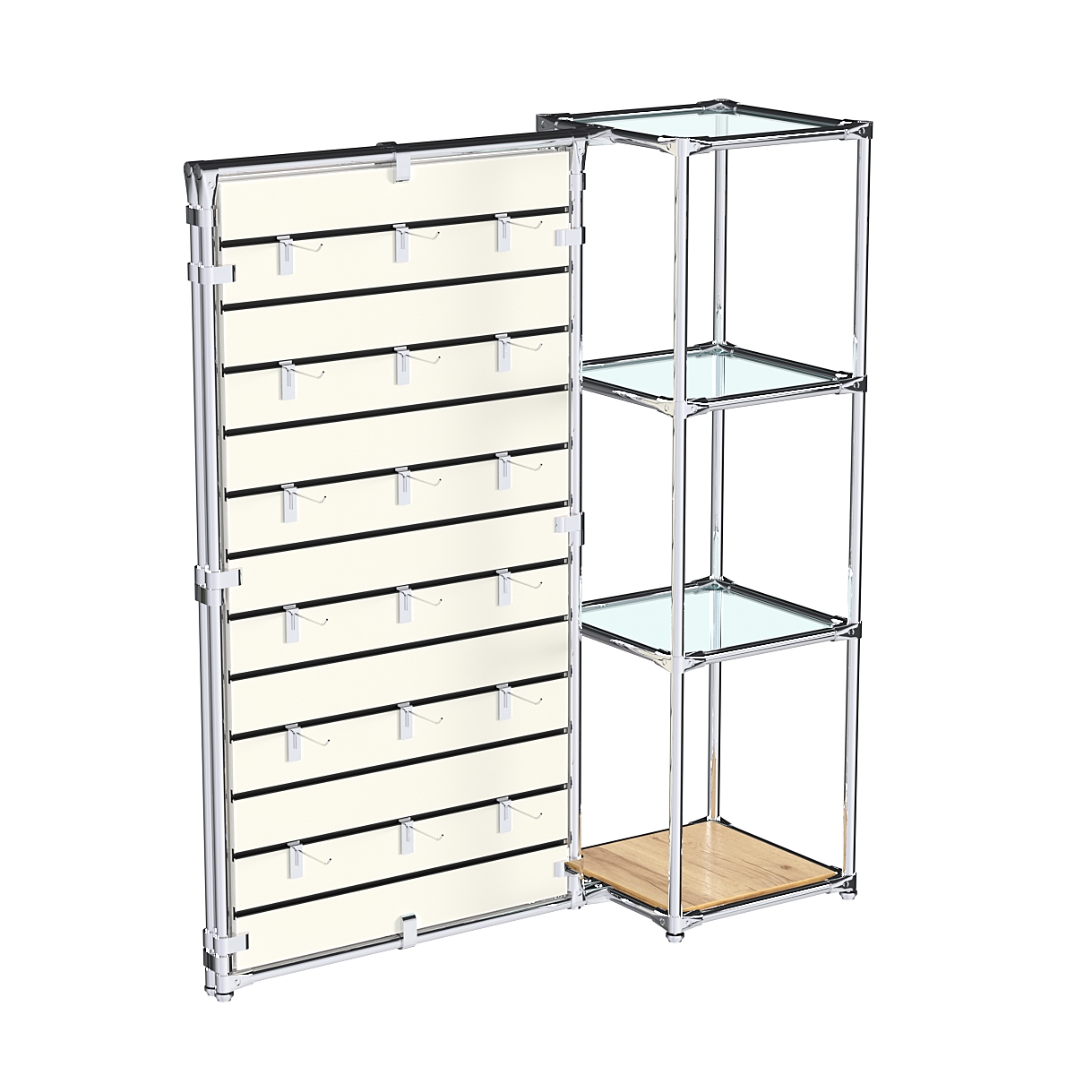 Хромированное вешало ЩИТ №1-1 с полками стекло 6мм Дуб Золотистый