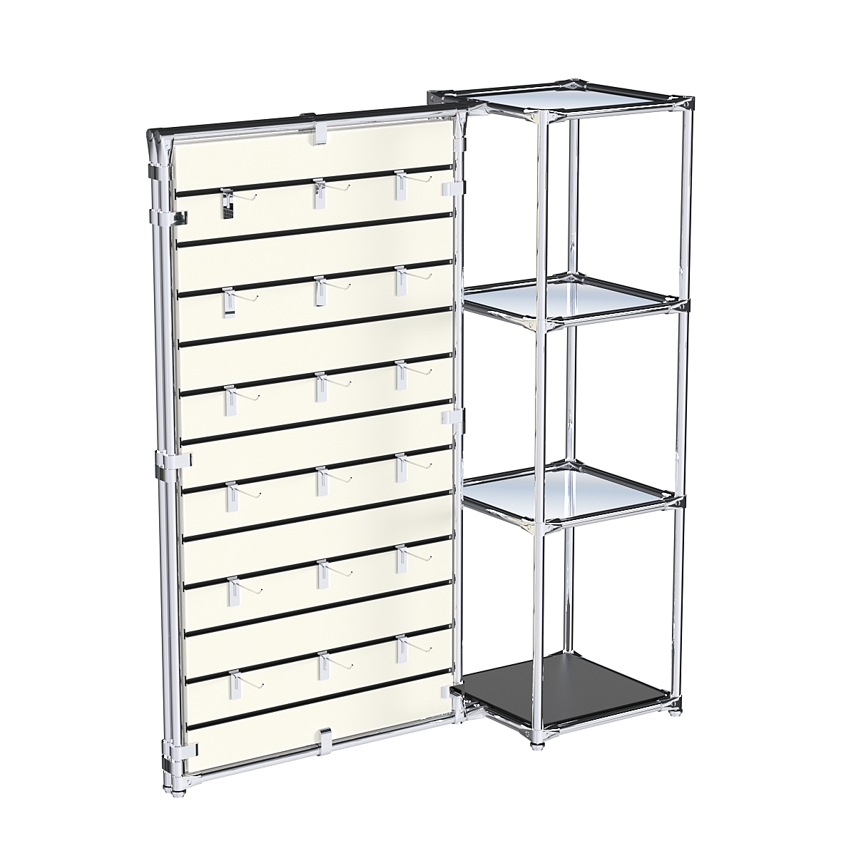 Хромированное вешало ЩИТ №1-4 с зеркальными полками 4мм Черный