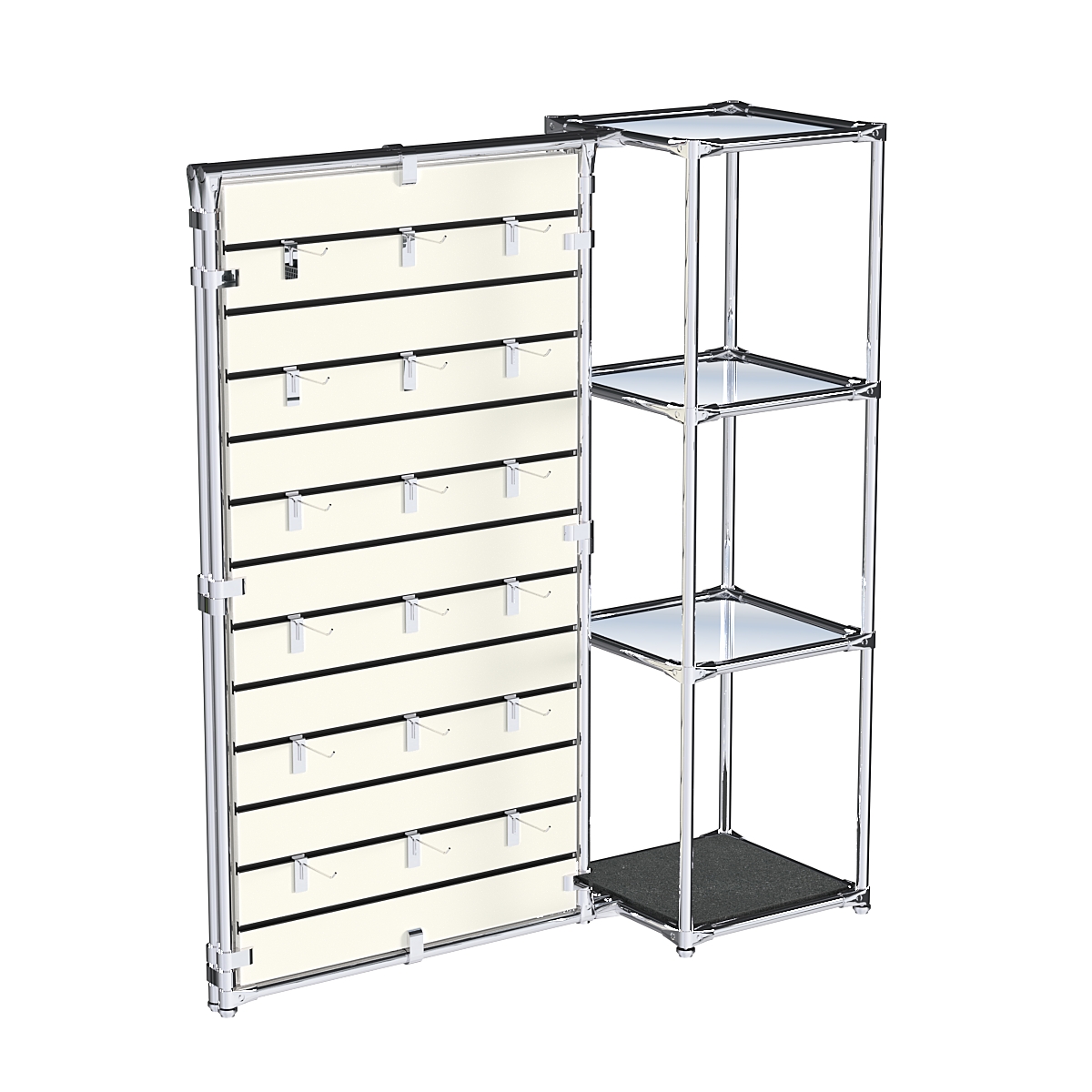 Хромированное вешало ЩИТ №1-4 с зеркальными полками 4мм Антрацит