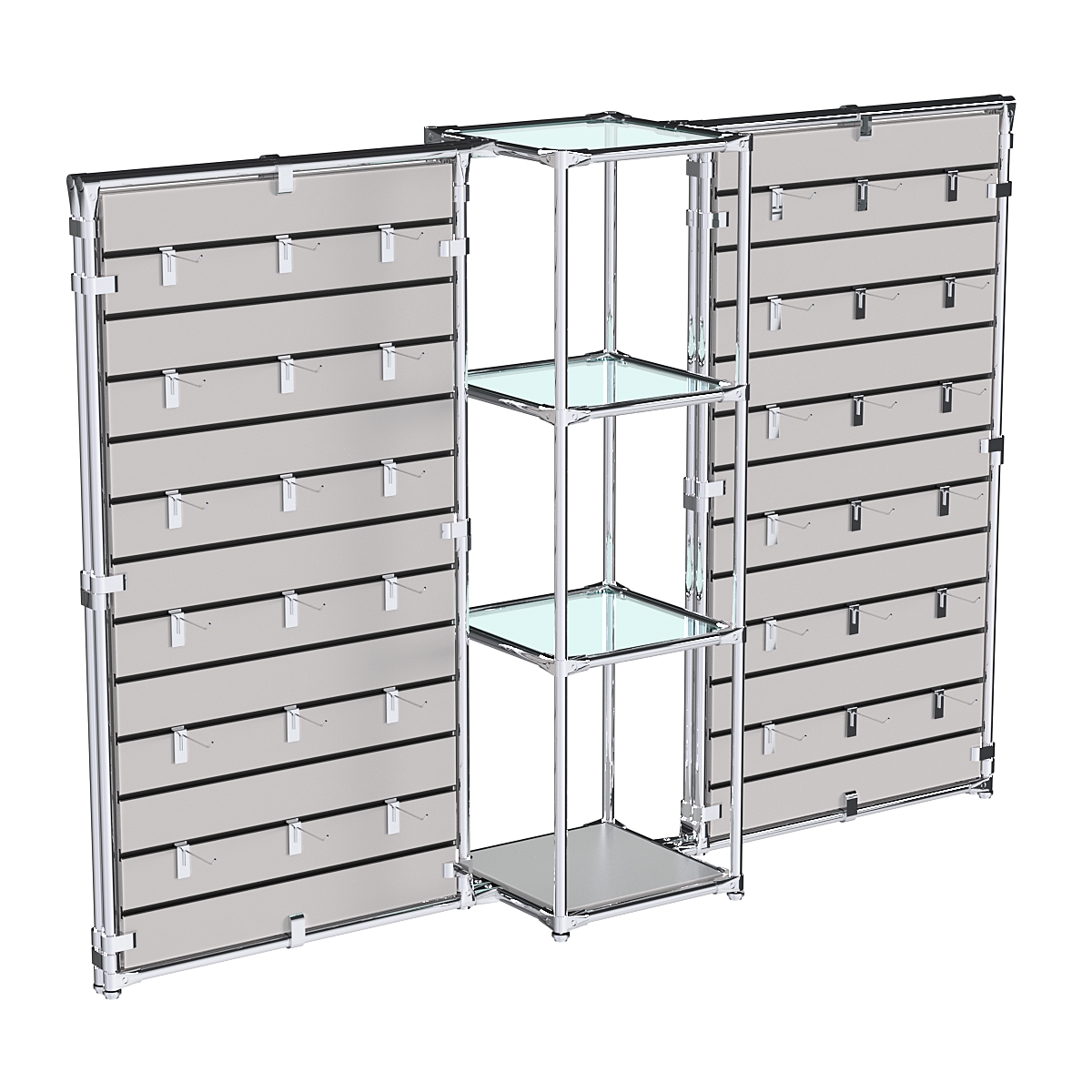 Хромированное вешало ЩИТ №2-1 с полками стекло 6мм Серый