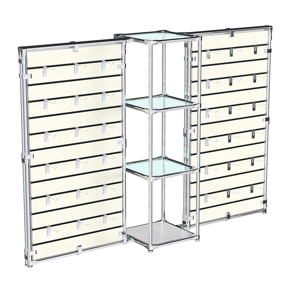 Хромированное вешало ЩИТ №2-1 с полками стекло 6мм Ясень Анкор светлый