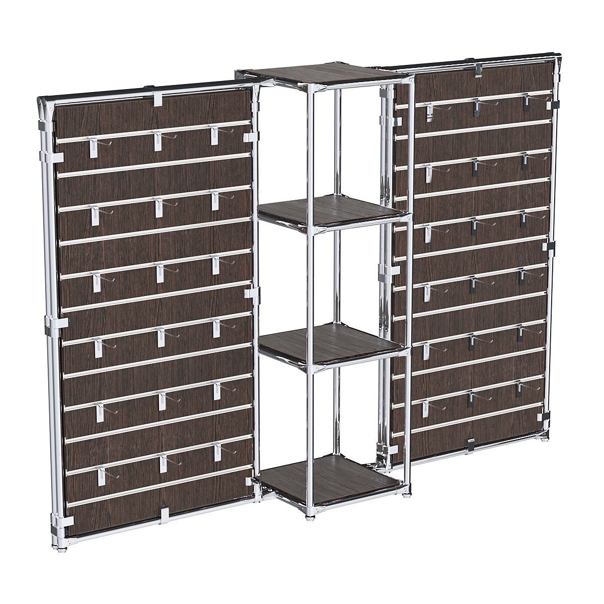 Хромированное вешало ЩИТ №2-3 с полками ДСП 16мм Дуб Венге