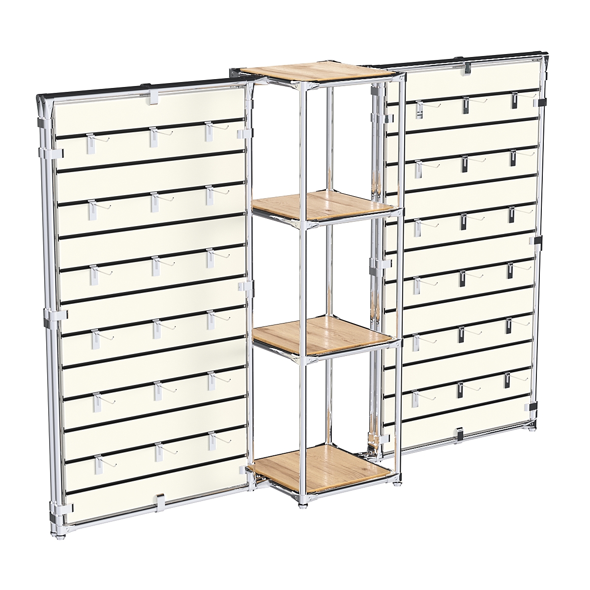 Хромированное вешало ЩИТ №2-3 с полками ДСП 16мм Дуб Золотистый