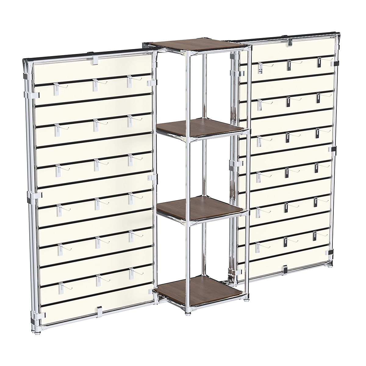 Хромированное вешало ЩИТ №2-3 с полками ДСП 16мм Орех