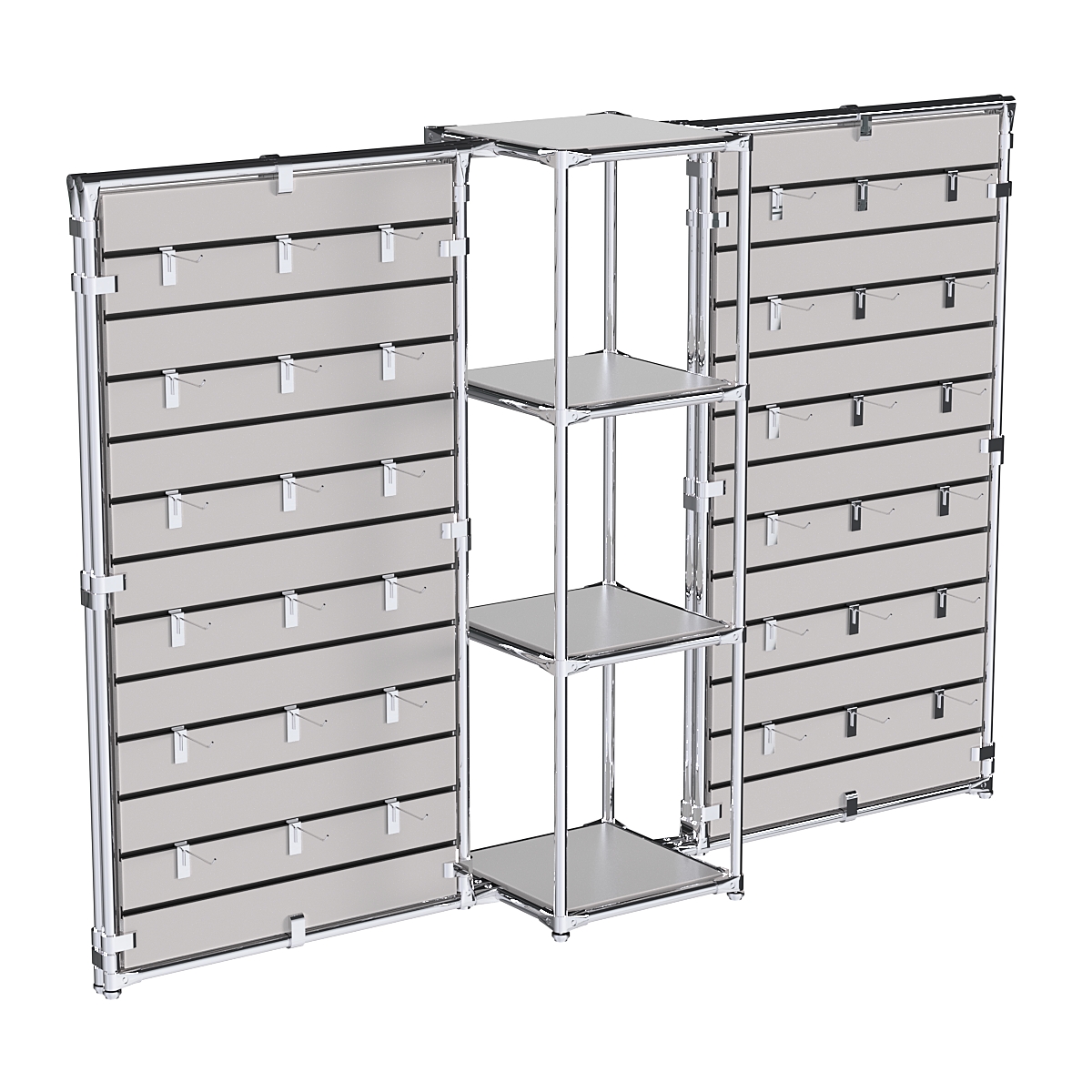 Хромированное вешало ЩИТ №2-3 с полками ДСП 16мм Серый