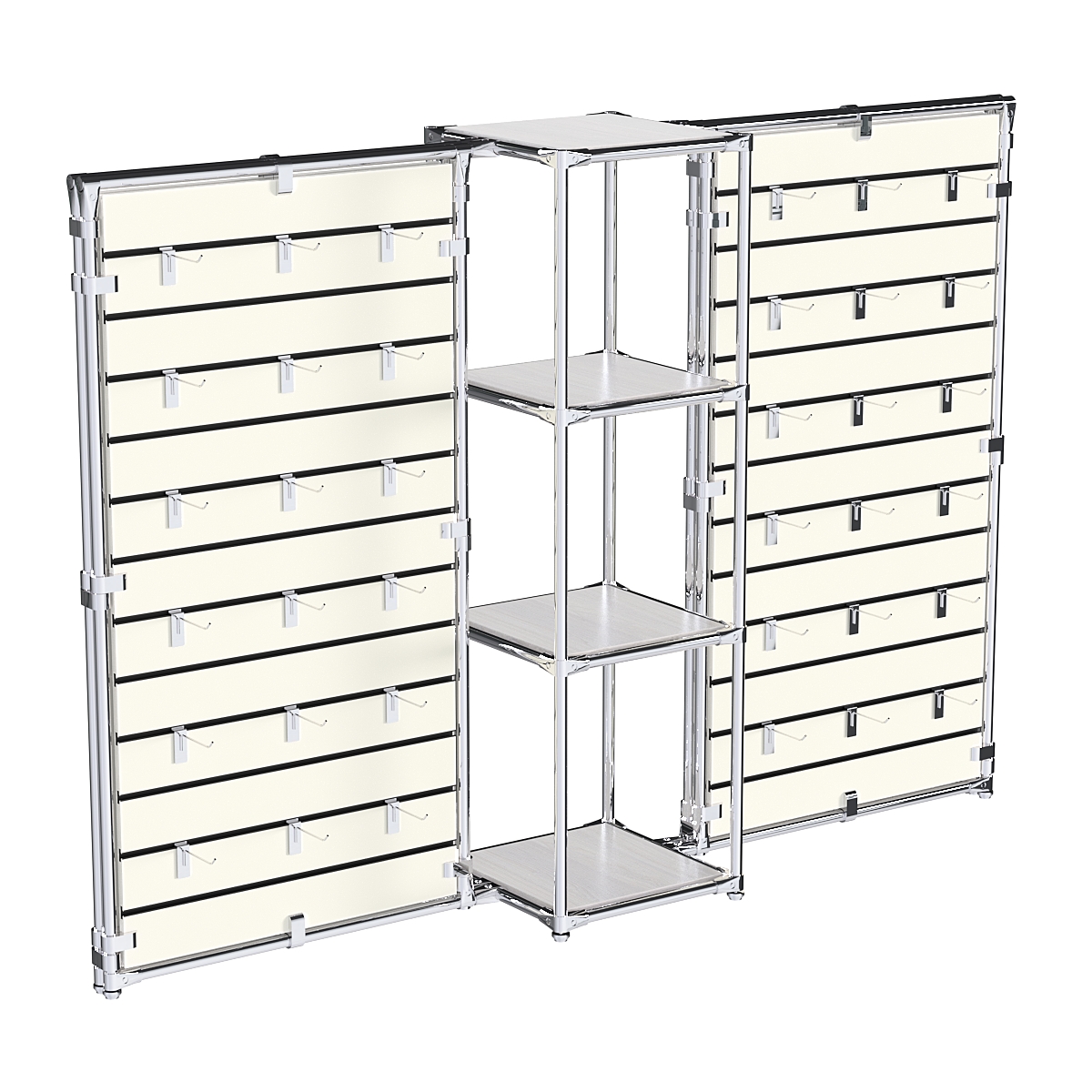 Хромированное вешало ЩИТ №2-3 с полками ДСП 16мм Ясень Анкор светлый