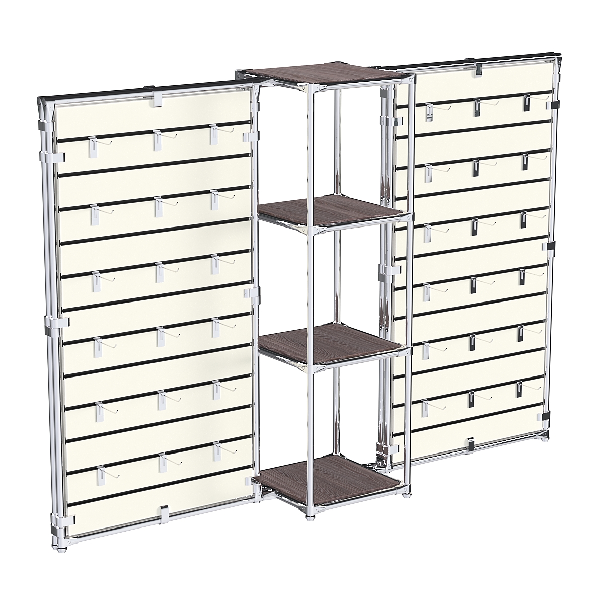 Хромированное вешало ЩИТ №2-3 с полками ДСП 16мм Ясень Анкор темный