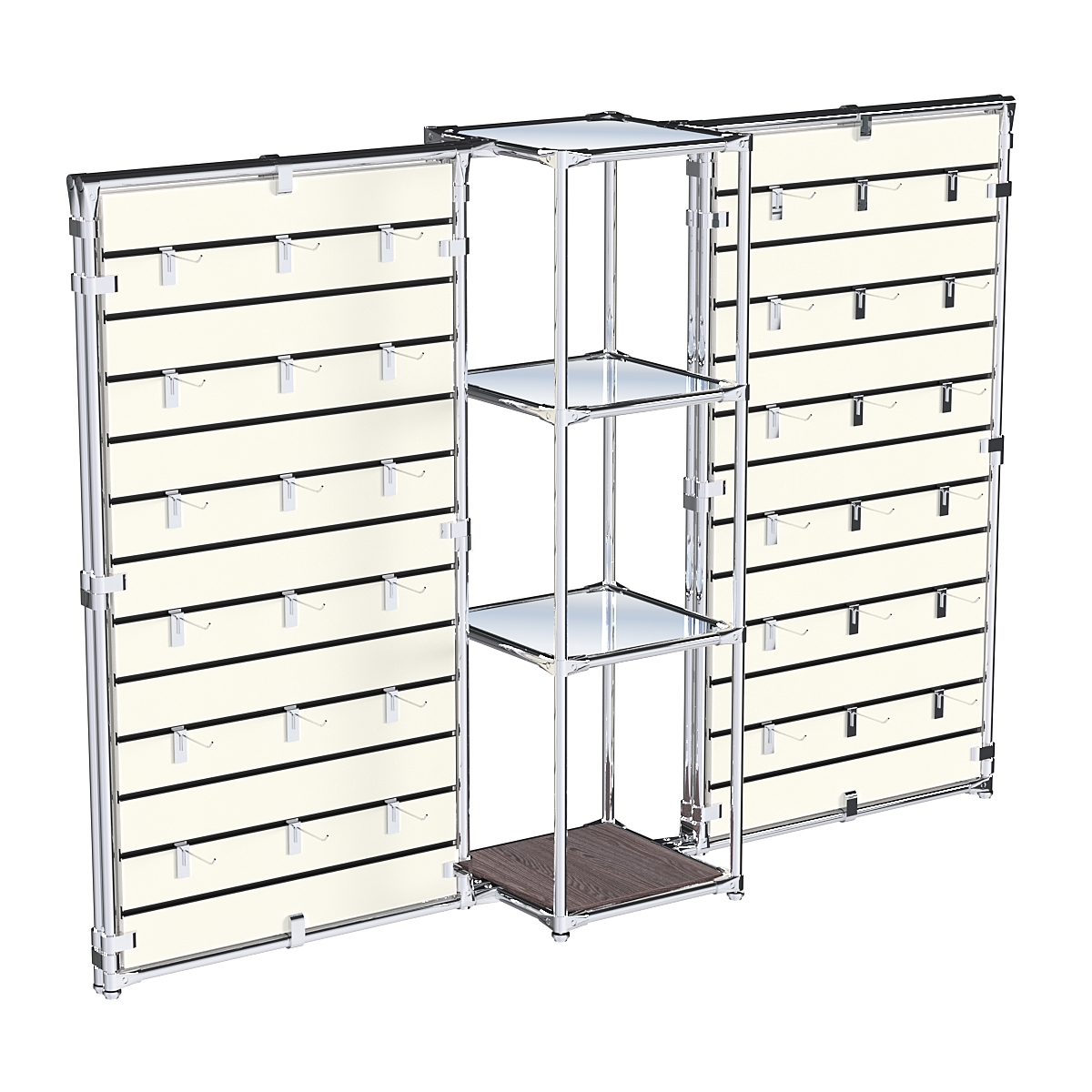 Хромированное вешало ЩИТ №2-4 с зеркальными полками 4мм Ясень Анкор темный