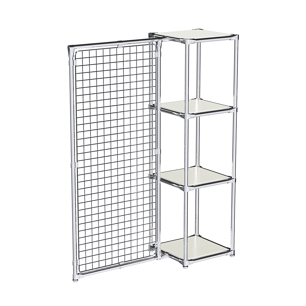 Хромированное вешало ЯЧЕЙКА №1-3 с полками ДСП 16мм Белый