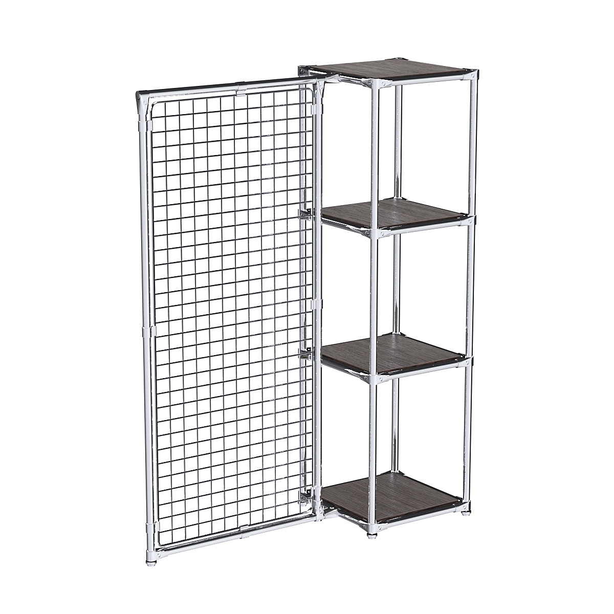 Хромированное вешало ЯЧЕЙКА №1-3 с полками ДСП 16мм Дуб Венге