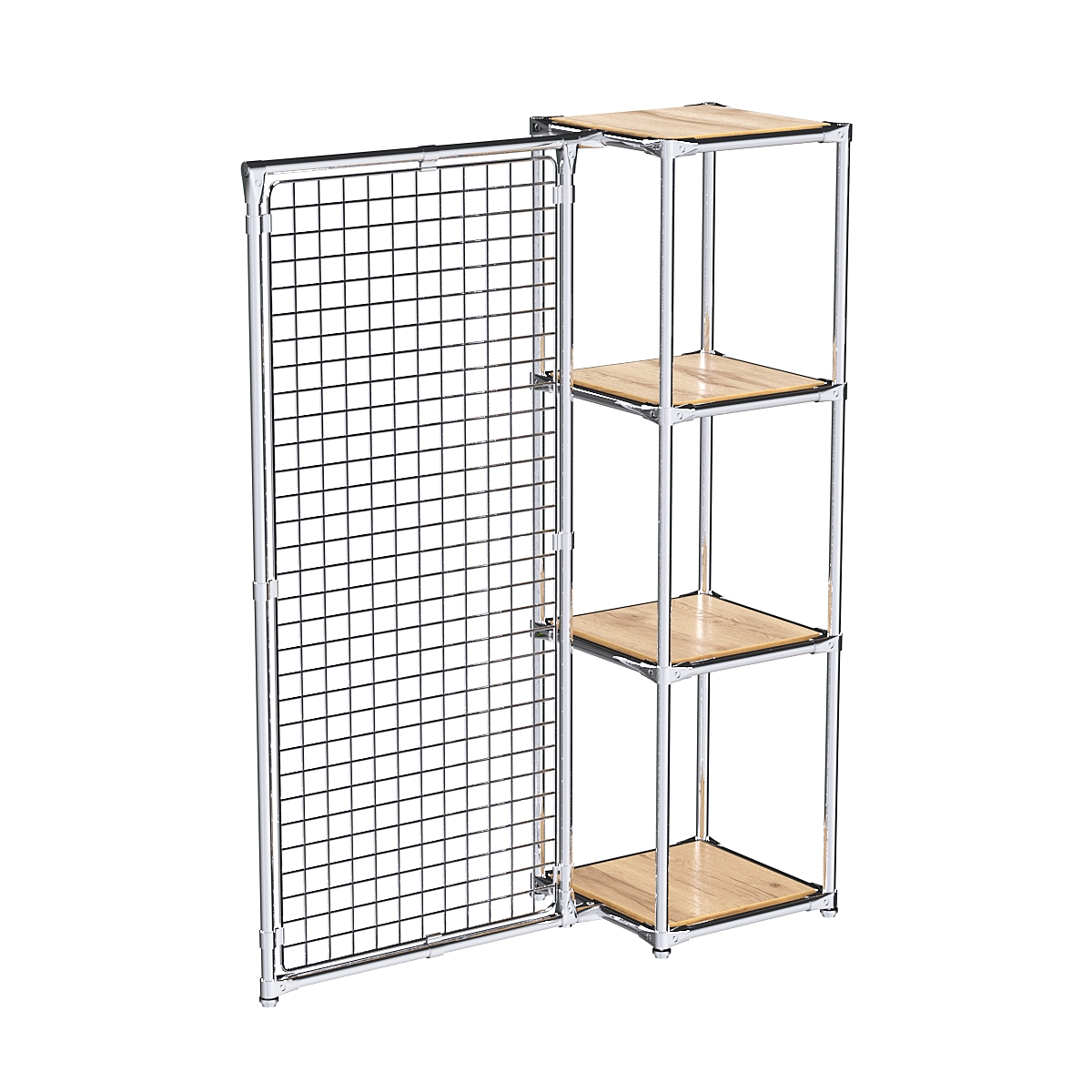 Хромированное вешало ЯЧЕЙКА №1-3 с полками ДСП 16мм Дуб Золотистый