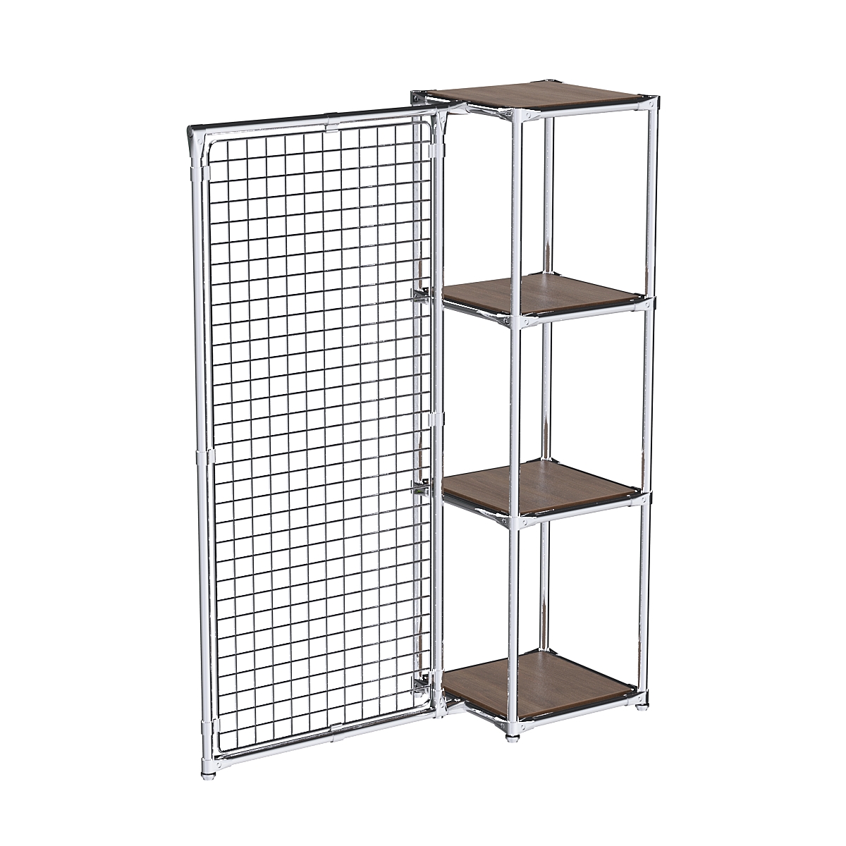 Хромированное вешало ЯЧЕЙКА №1-3 с полками ДСП 16мм Орех