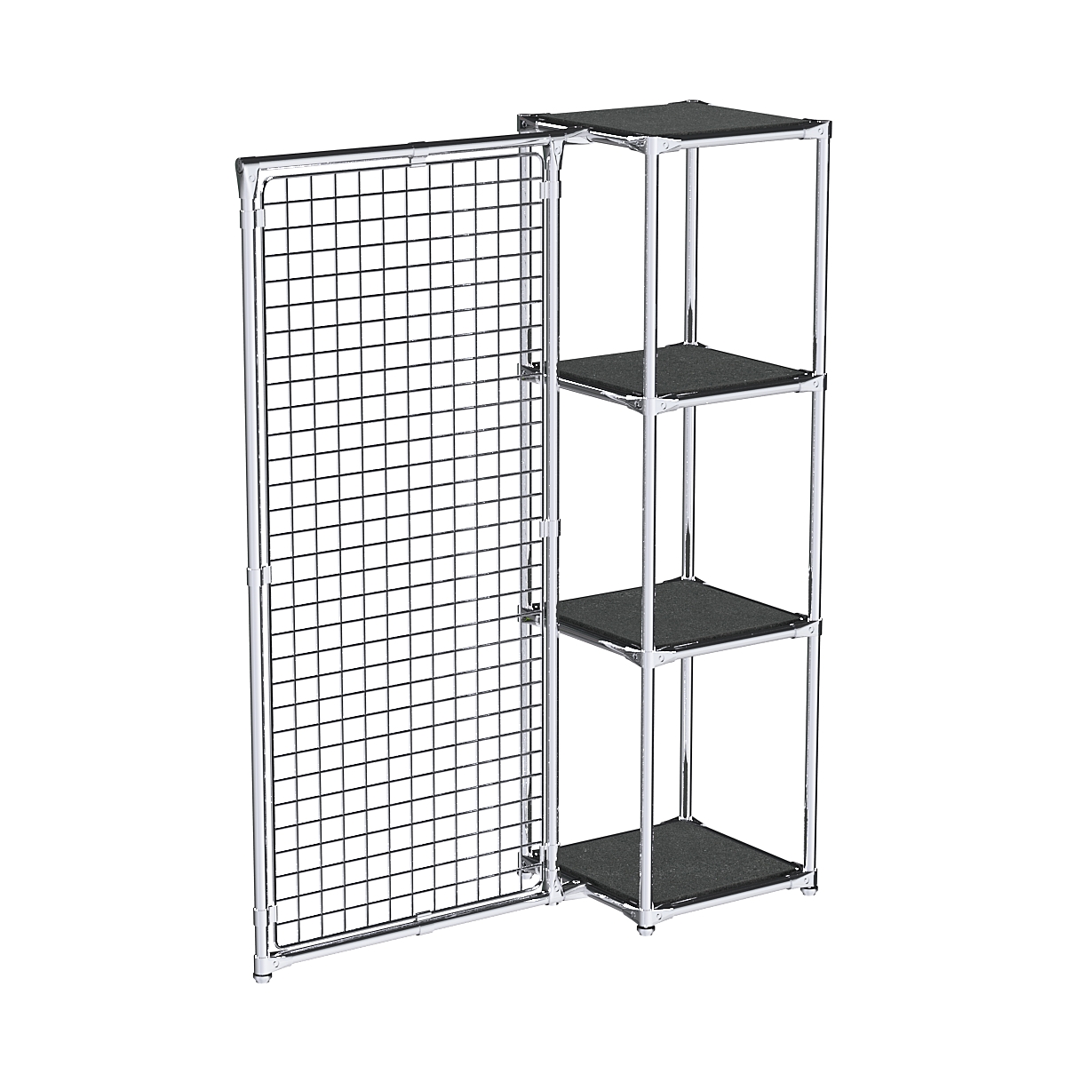 Хромированное вешало ЯЧЕЙКА №1-3 с полками ДСП 16мм Антрацит