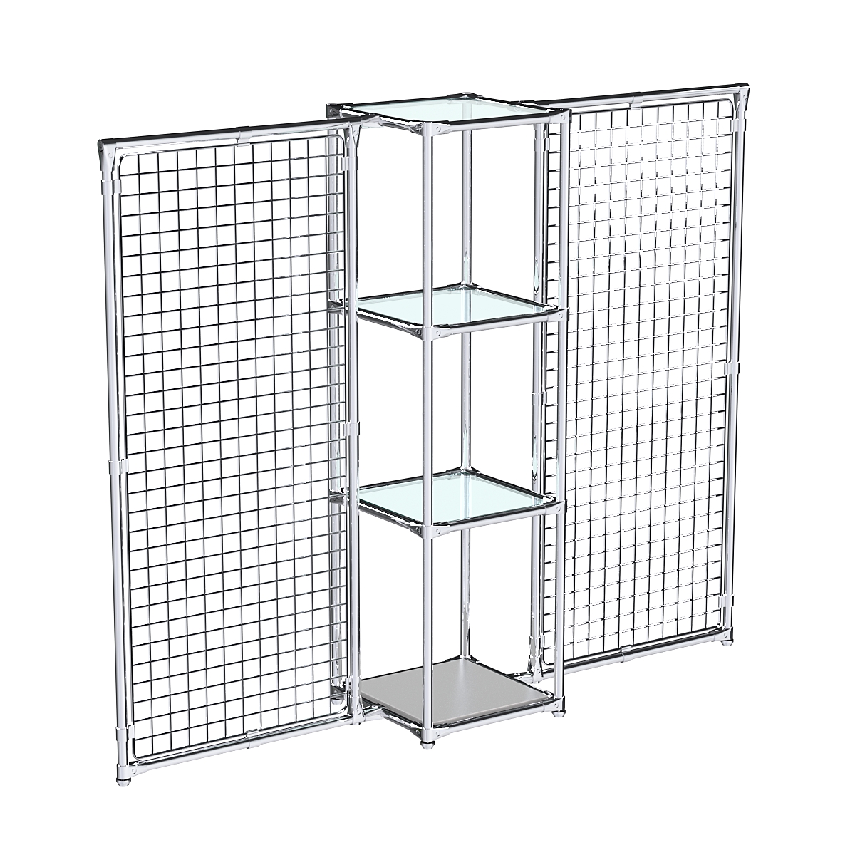 Хромированное вешало ЯЧЕЙКА №2-1 с полками стекло 6мм Серый