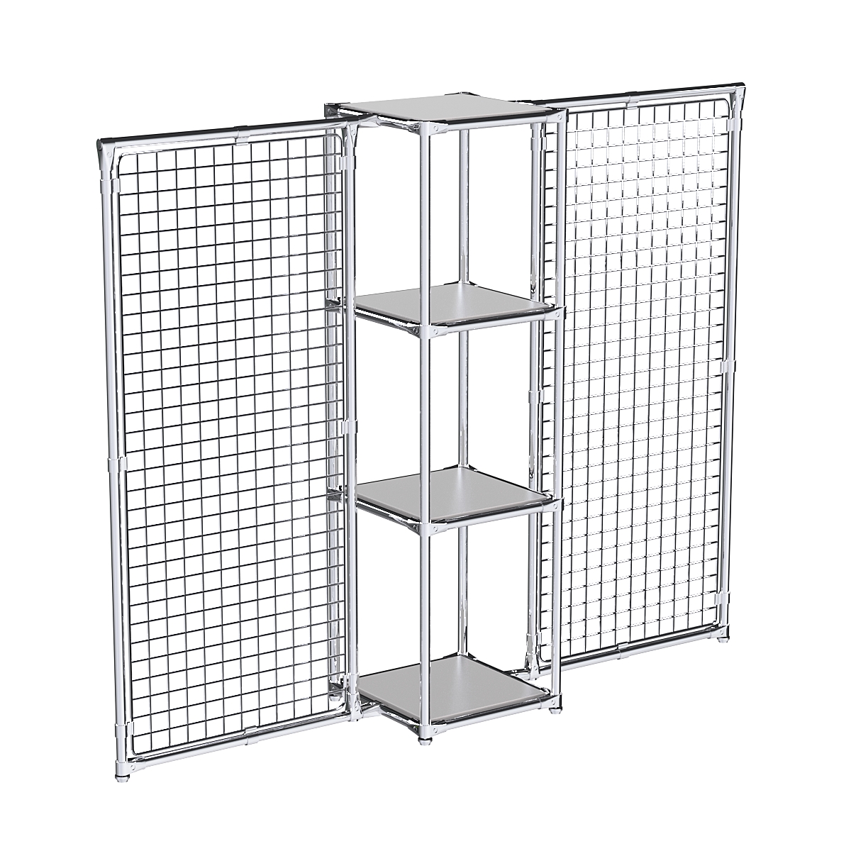 Хромированное вешало ЯЧЕЙКА №2-3 с полками ДСП 16мм Серый