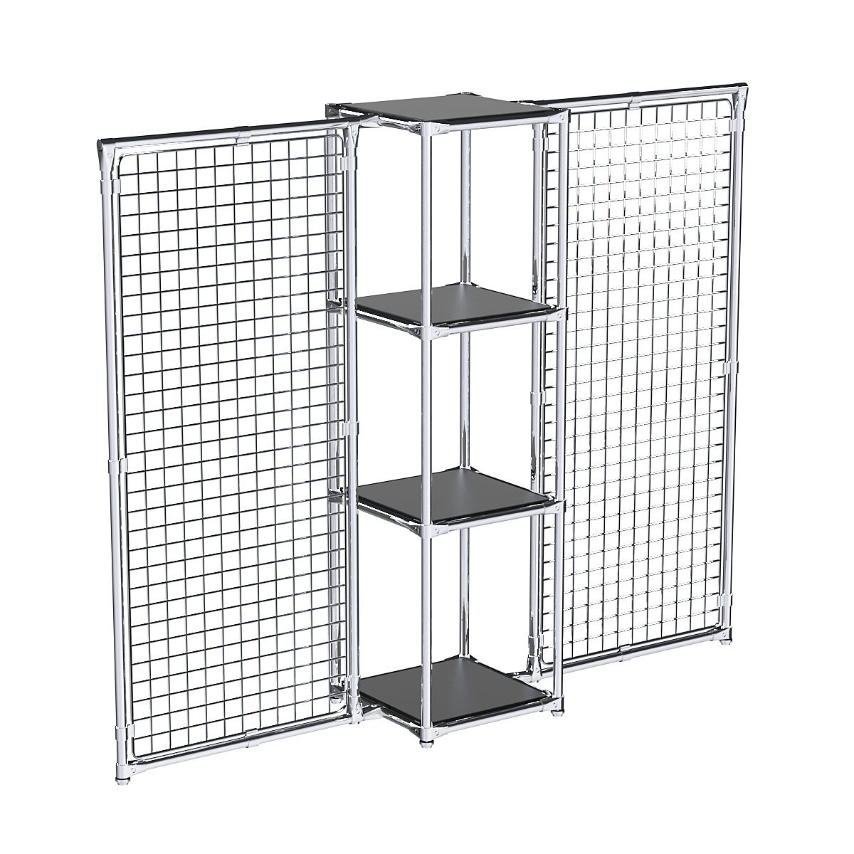 Хромированное вешало ЯЧЕЙКА №2-3 с полками ДСП 16мм Черный