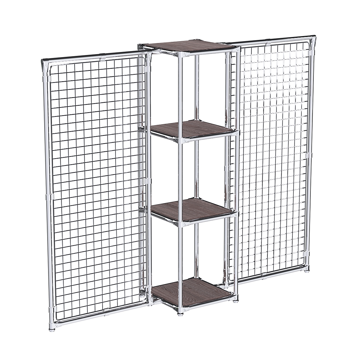 Хромированное вешало ЯЧЕЙКА №2-3 с полками ДСП 16мм Ясень Анкор темный