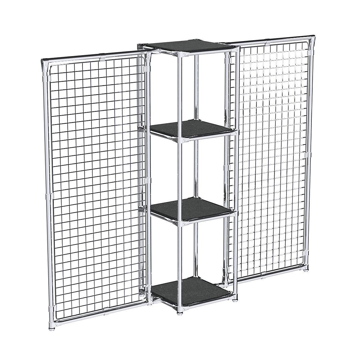 Хромированное вешало ЯЧЕЙКА №2-3 с полками ДСП 16мм Антрацит