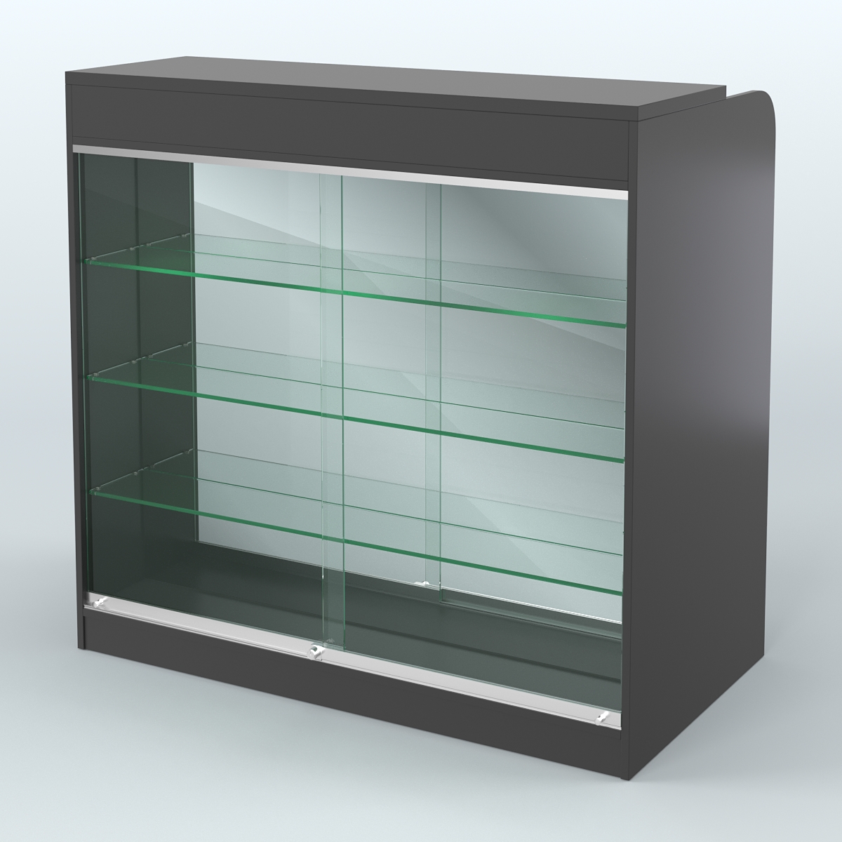 Ресепшен-Лайт №2 (Фасадная стенка - Зеркало) Черный