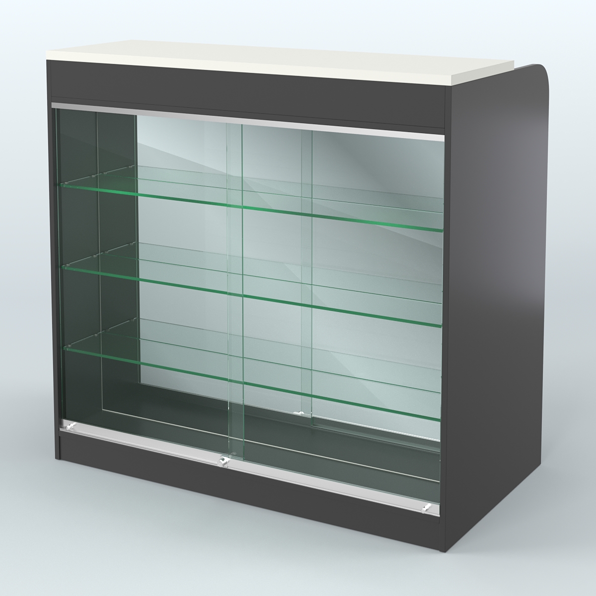 Ресепшен-Лайт №2 (Фасадная стенка - Зеркало) Черный и Белый