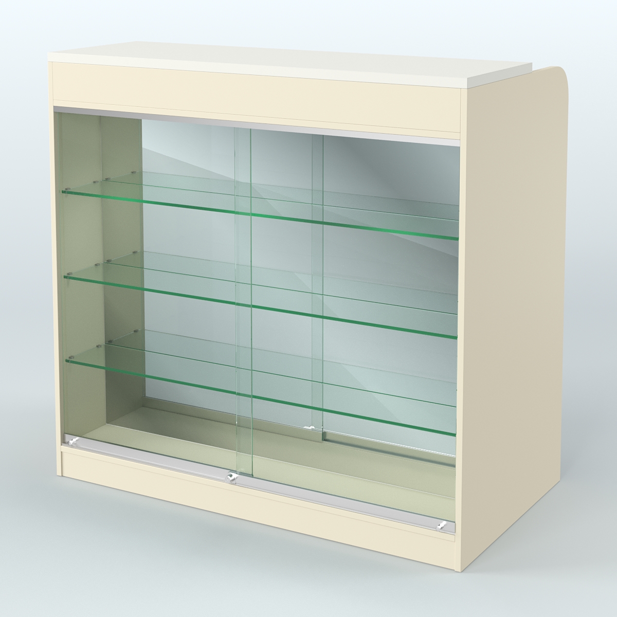 Ресепшен-Лайт №2 (Фасадная стенка - Зеркало) Крем Вайс + Белый