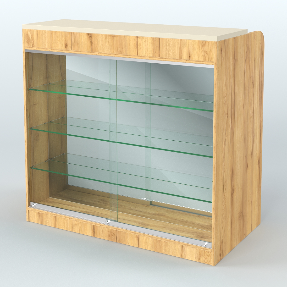 Ресепшен-Лайт №2 (Фасадная стенка - Зеркало) Дуб Золотистый и Крем Вайс