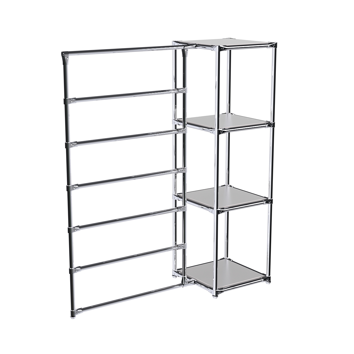 Хромированное вешало ГОРИЗОНТ №1-3 с полками ДСП 16мм Серый