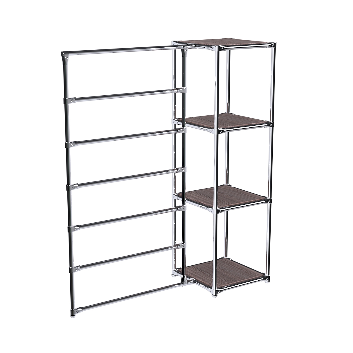 Хромированное вешало ГОРИЗОНТ №1-3 с полками ДСП 16мм Ясень Анкор темный - U31105