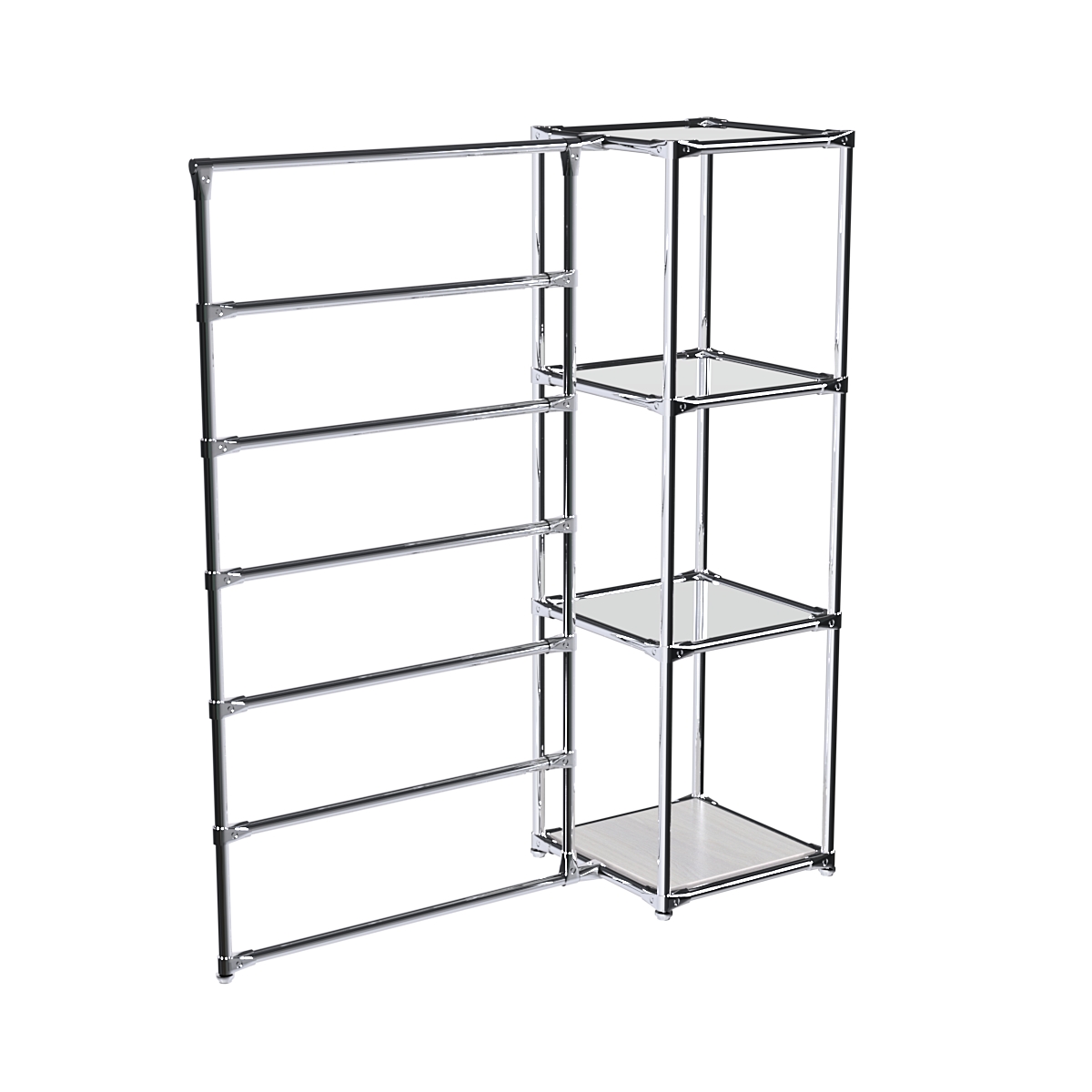 Хромированное вешало ГОРИЗОНТ №1-4 с зеркальными полками 4мм Ясень Анкор светлый - U31104