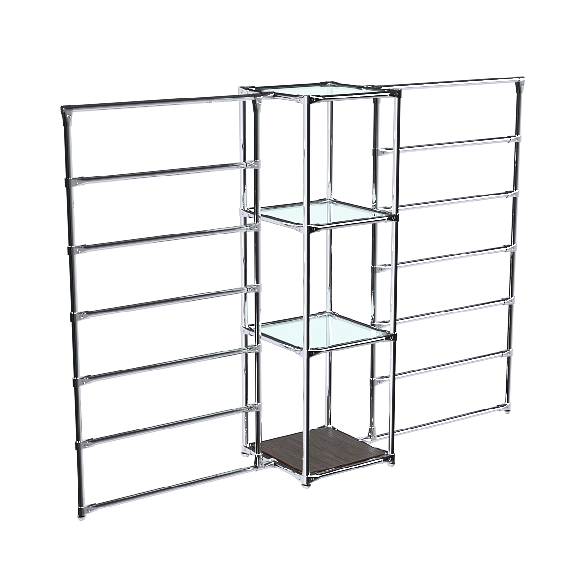 Хромированное вешало ГОРИЗОНТ №2-1 с полками стекло 6мм Дуб Венге