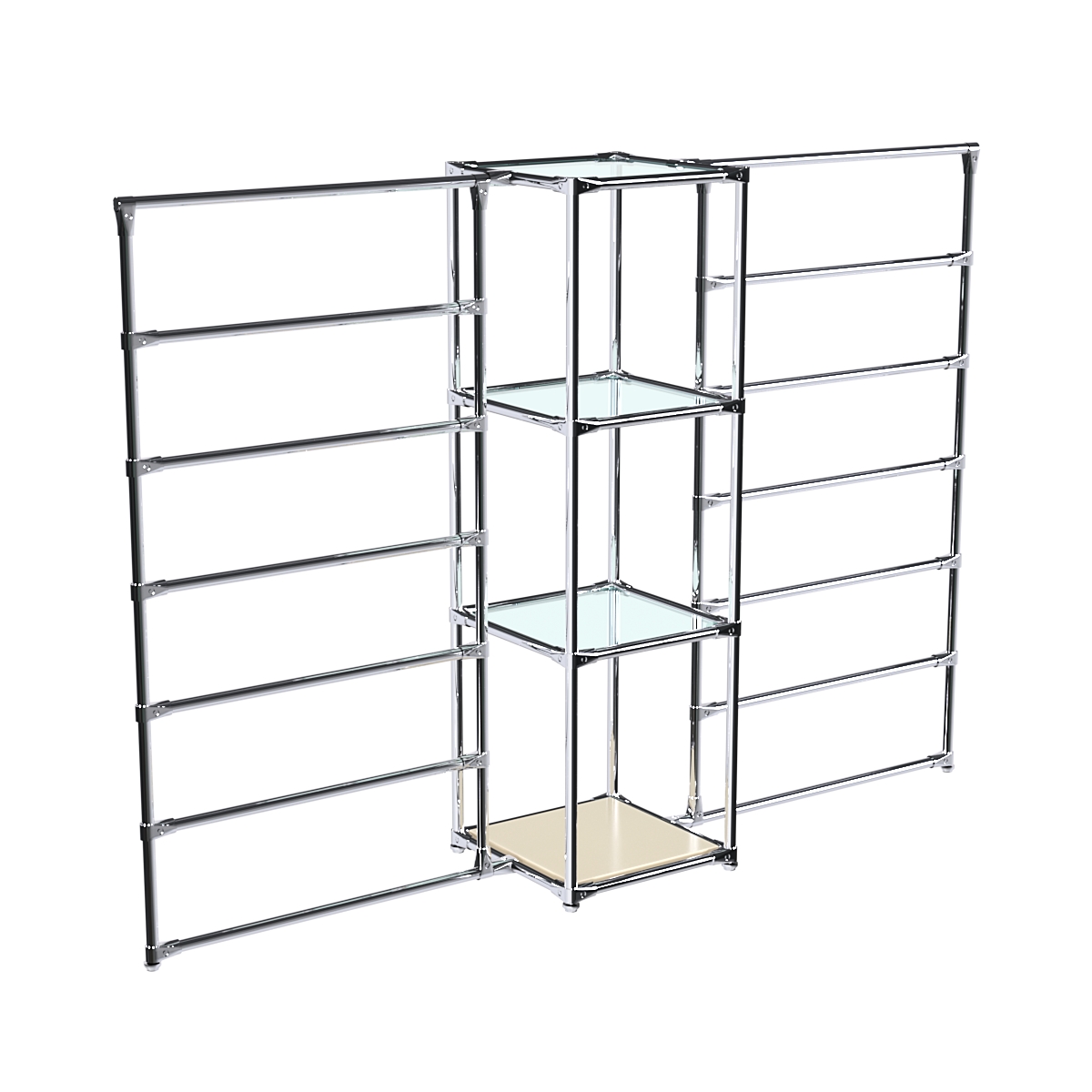 Хромированное вешало ГОРИЗОНТ №2-1 с полками стекло 6мм Крем Вайс