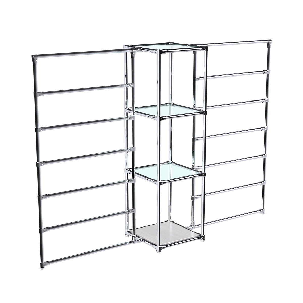 Хромированное вешало ГОРИЗОНТ №2-1 с полками стекло 6мм Ясень Анкор светлый - U31104