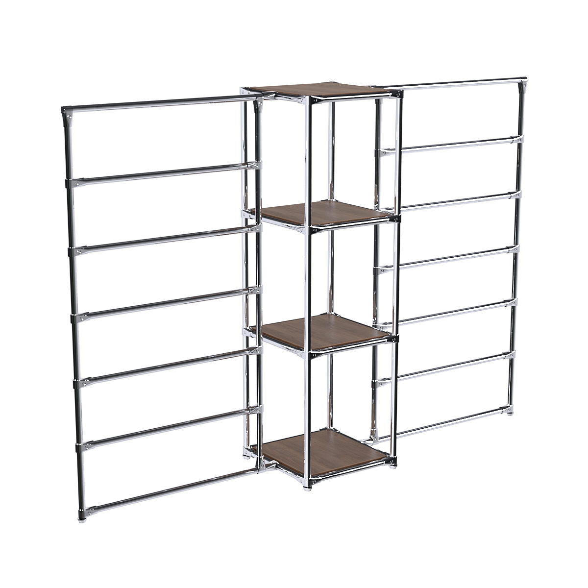 Хромированное вешало ГОРИЗОНТ №2-3 с полками ДСП 16мм Орех