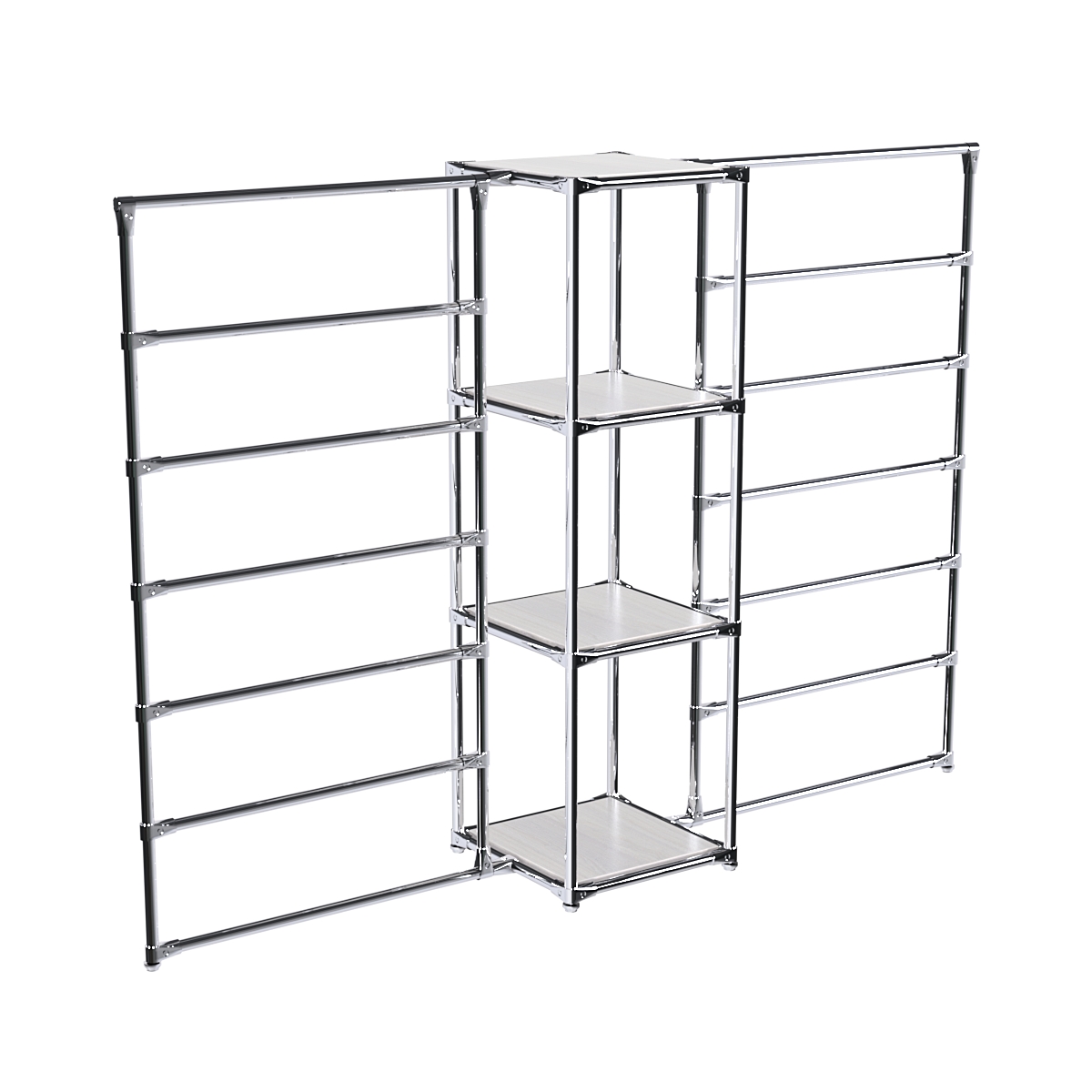 Хромированное вешало ГОРИЗОНТ №2-3 с полками ДСП 16мм Ясень Анкор светлый - U31104