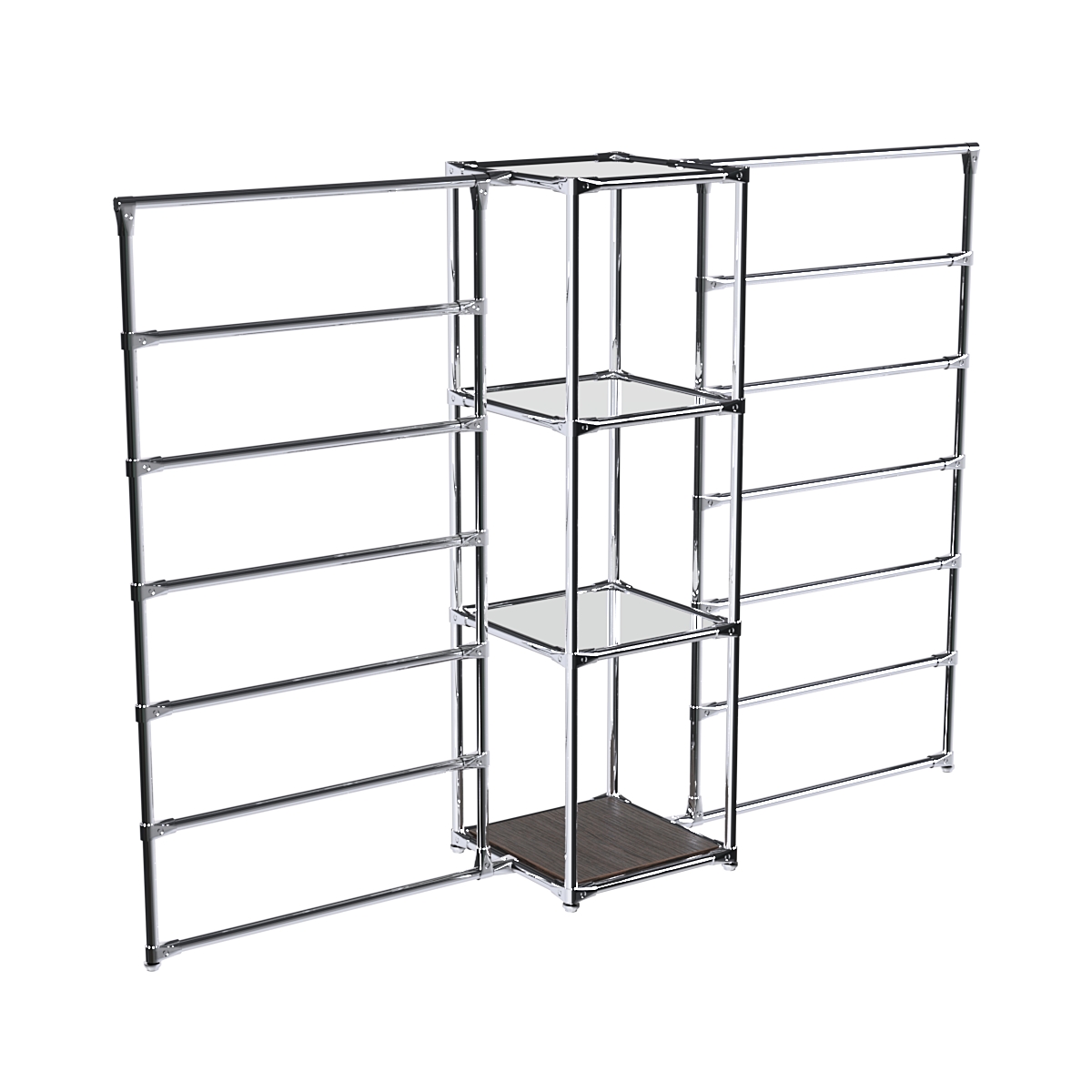 Хромированное вешало ГОРИЗОНТ №2-4 с зеркальными полками 4мм Дуб Венге