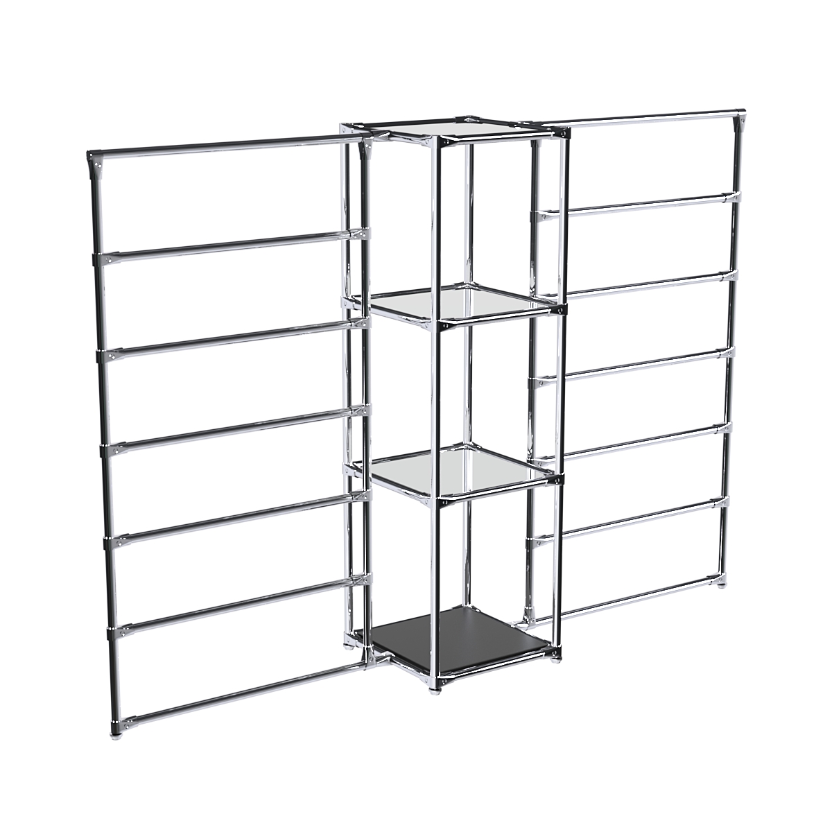 Хромированное вешало ГОРИЗОНТ №2-4 с зеркальными полками 4мм Черный