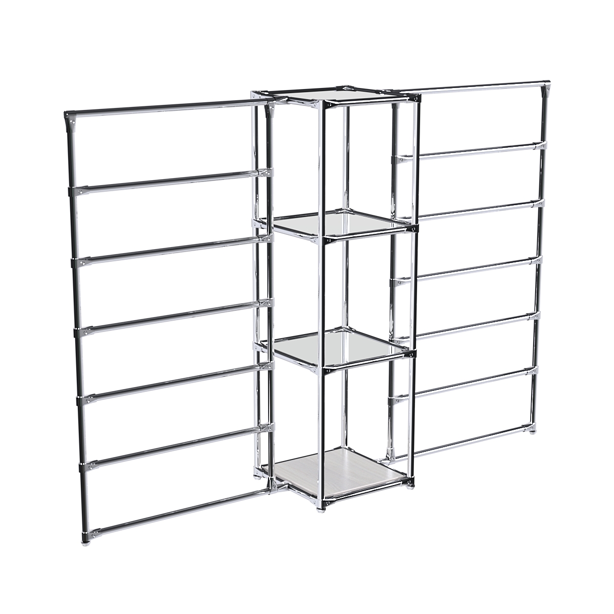 Хромированное вешало ГОРИЗОНТ №2-4 с зеркальными полками 4мм Ясень Анкор светлый - U31104